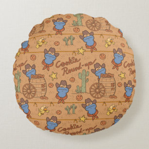 Cookie Monster Cookie Round-Up Pattern Round Pillow