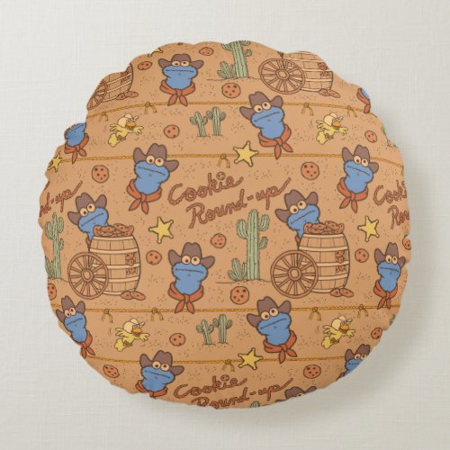 Cookie Monster  Cookie Round_Up Pattern Round Pillow