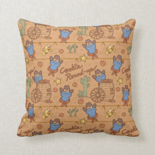 Cookie Monster Cookie Round-Up Pattern Throw Pillow