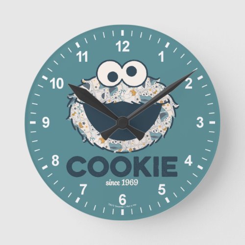 Cookie Monster  Cookie Since 1969 Round Clock