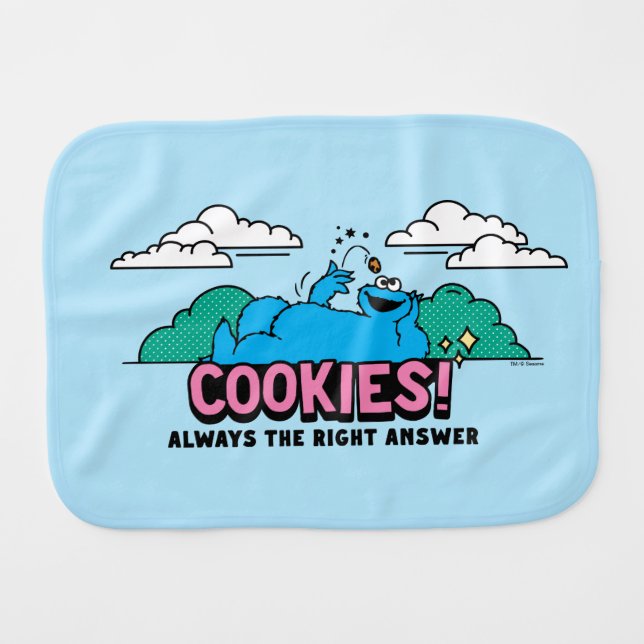 Cookie Monster | Cookies Always the Right Answer Baby Burp Cloth (Front Horizontal)