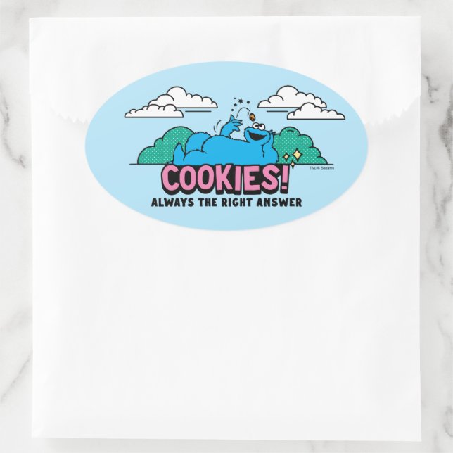 Cookie Monster | Cookies Always the Right Answer Oval Sticker (Bag)