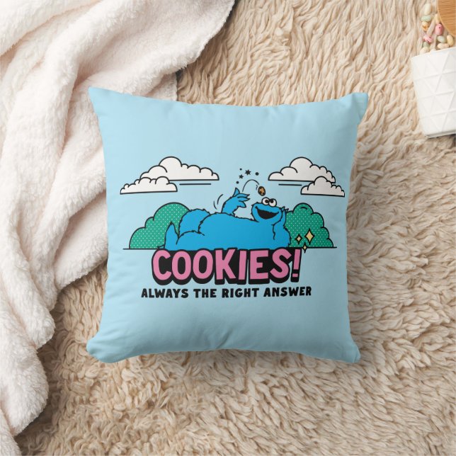 Cookie Monster | Cookies Always the Right Answer Throw Pillow (Blanket)