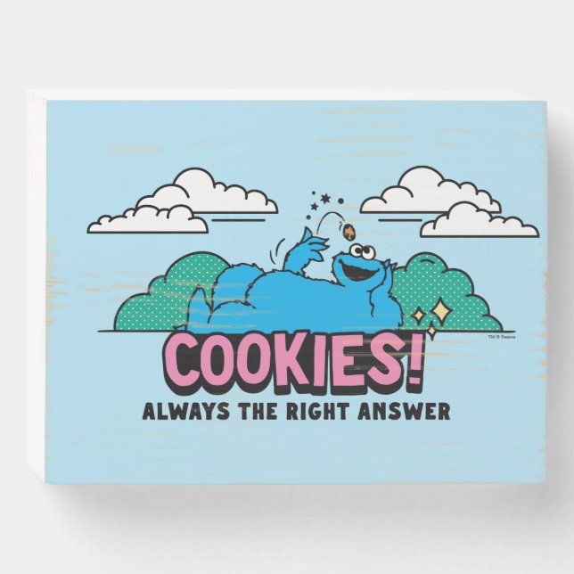 Cookie Monster | Cookies Always the Right Answer Wooden Box Sign (Front Horizontal)