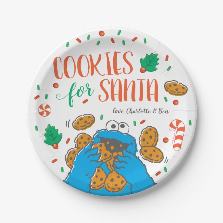 Cookie Monster | Cookies for Santa Paper Plates | Zazzle