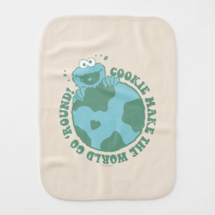 Cookie Monster Cookies Make the World Go Round Baby Burp Cloth