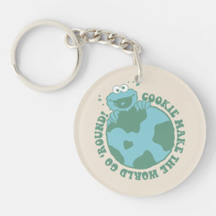 Cookie Monster Cookies Make the World Go Round Keychain