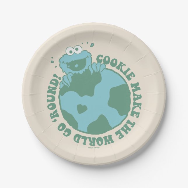 Cookie Monster | Cookies Make the World Go Round Paper Plates (Front)