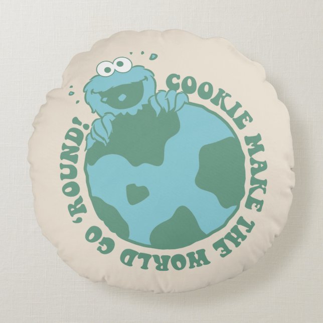 Cookie Monster | Cookies Make the World Go Round Pillow (Front)