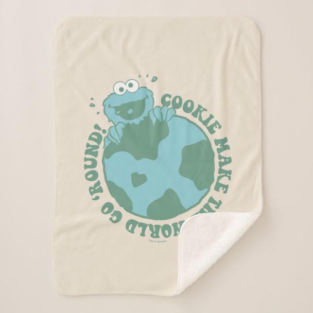 Cookie Monster | Cookies Make the World Go Round Sherpa Blanket (Front)