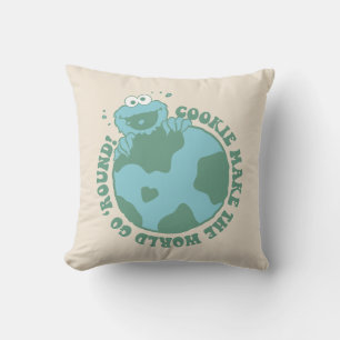 Cookie Monster Cookies Make the World Go Round Throw Pillow