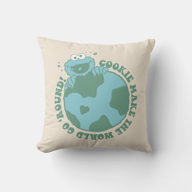 Cookie Monster | Cookies Make the World Go Round Throw Pillow (Front)