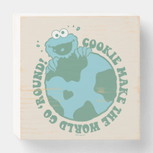 Cookie Monster   Cookies Make the World Go Round Wooden Box Sign