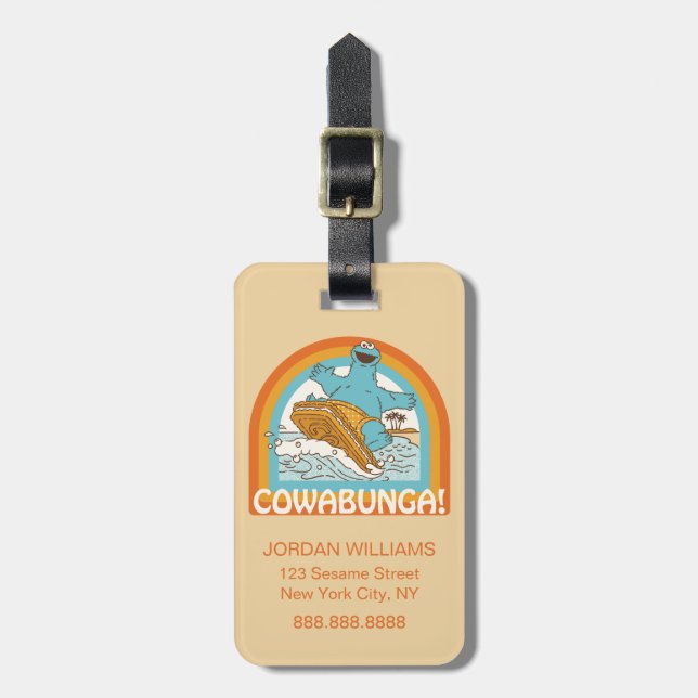 Cookie Monster Cowabunga! Luggage Tag (Front Vertical)