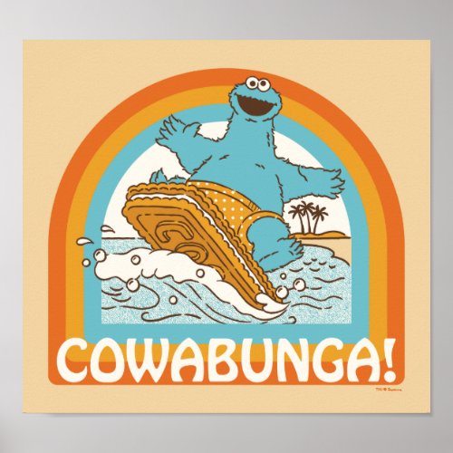 Cookie Monster Cowabunga Poster