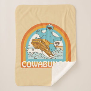 Cookie Monster Cowabunga! Sherpa Blanket