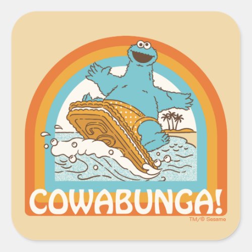 Cookie Monster Cowabunga Square Sticker