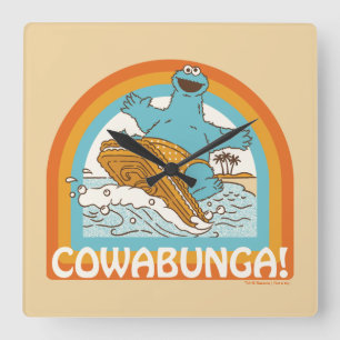 Cookie Monster Cowabunga! Square Wall Clock