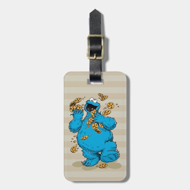 Cookie Monster Crazy Cookies Luggage Tag (Front Vertical)