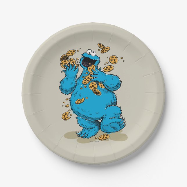 Cookie Monster Crazy Cookies Paper Plates (Front)
