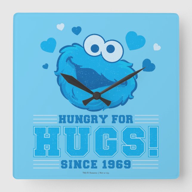 Cookie Monster Distressed Square Wall Clock (Front)