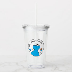 Cookie Monster Doodley Graphic Acrylic Tumbler