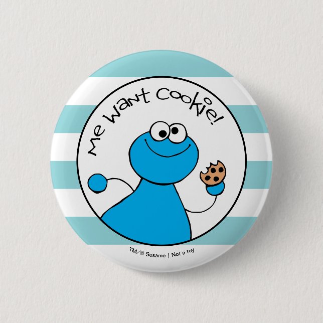 Cookie Monster Doodley Graphic Button (Front)