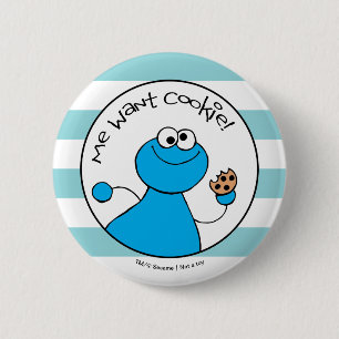 Cookie Monster Doodley Graphic Button