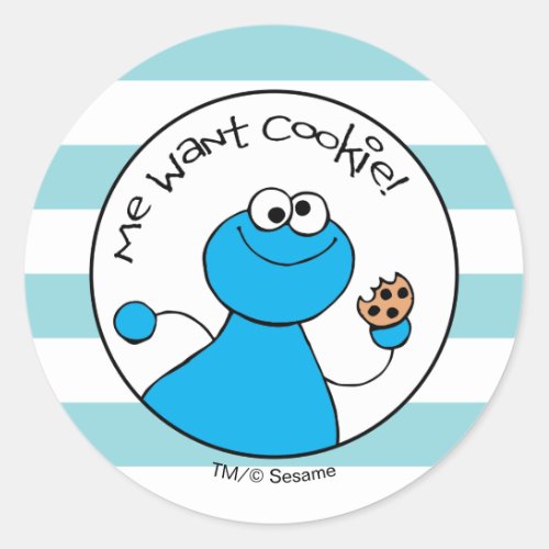 Cookie Monster Doodley Graphic Classic Round Sticker