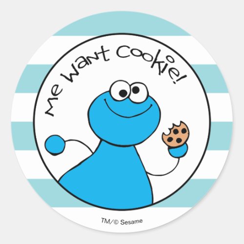 Cookie Monster Doodley Graphic Classic Round Sticker