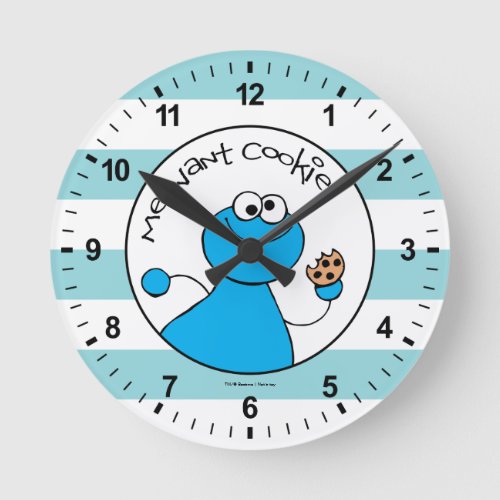 Cookie Monster Doodley Graphic Round Clock