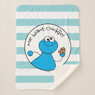 Cookie Monster Doodley Graphic Sherpa Blanket