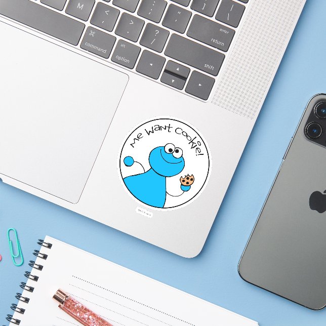 Cookie Monster Doodley Graphic Sticker (Laptop w/ iPhone)