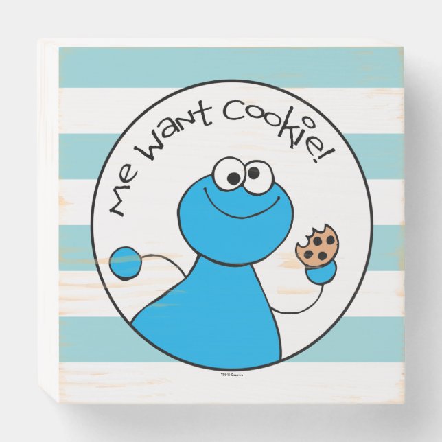 Cookie Monster Doodley Graphic Wooden Box Sign (Front Horizontal)