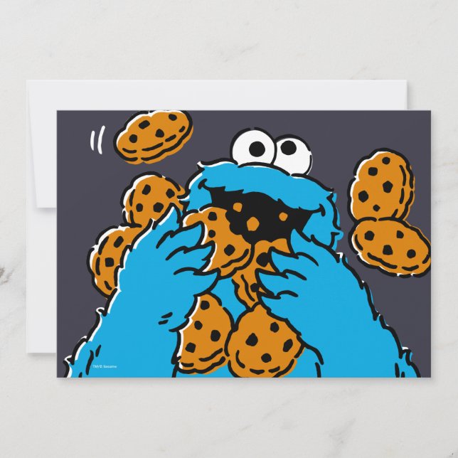 Cookie Monster Eating All the Cookies Card (Front)