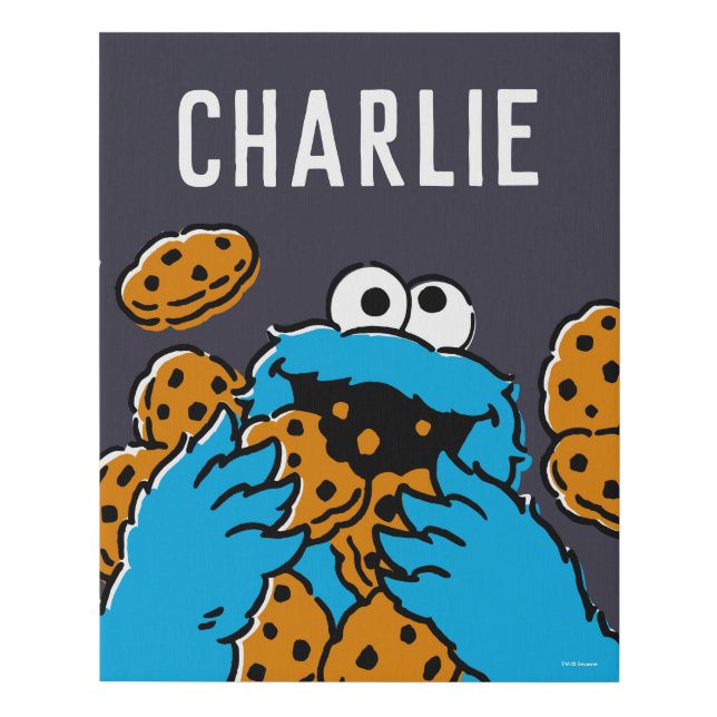 Cookie Monster Eating All the Cookies Faux Canvas Print (Front)