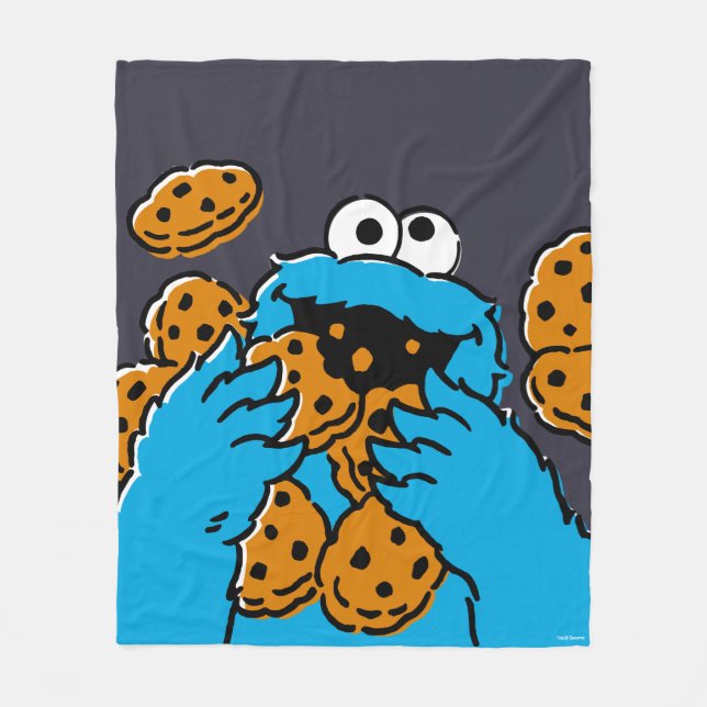 Cookie Monster Eating All the Cookies Fleece Blanket (Front)