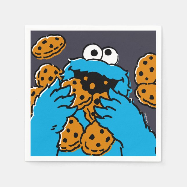 Cookie Monster Eating All the Cookies Napkins (Front)
