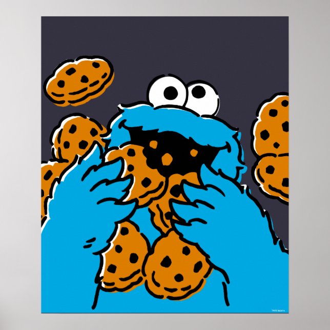 Cookie Monster Eating All the Cookies Poster (Front)