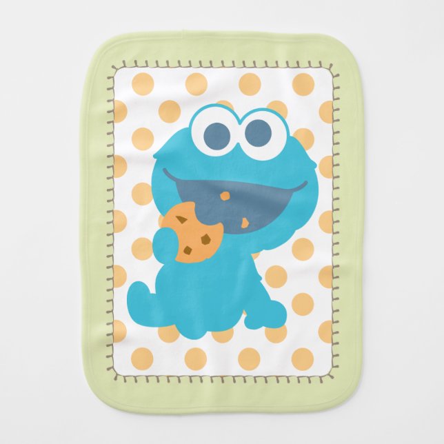 Cookie Monster Eating Cookie Baby Burp Cloth (Front)