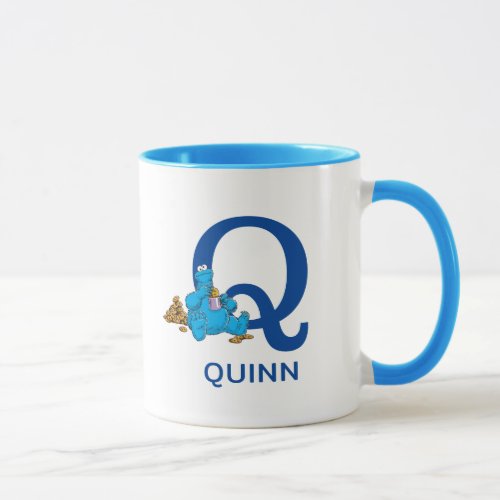 Cookie Monster Eating Cookies Name  Monogram Q Mug