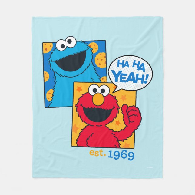 Cookie Monster & Elmo | Ha Ha Yeah Fleece Blanket (Front)