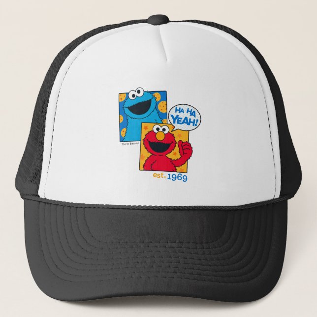 Cookie Monster & Elmo | Ha Ha Yeah Trucker Hat (Front)