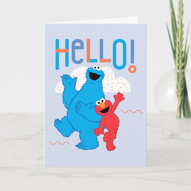 Cookie Monster & Elmo Hello! Card (Front)