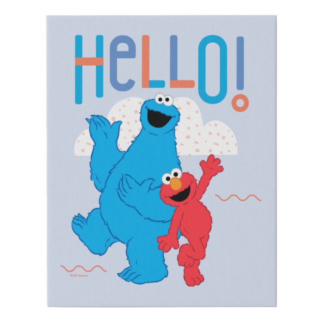 Cookie Monster & Elmo Hello! Faux Canvas Print (Front)
