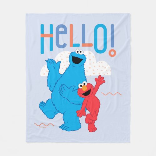 Cookie Monster  Elmo Hello Fleece Blanket