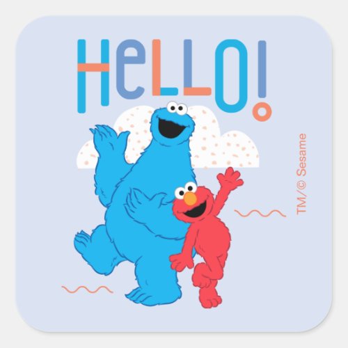 Cookie Monster  Elmo Hello Square Sticker