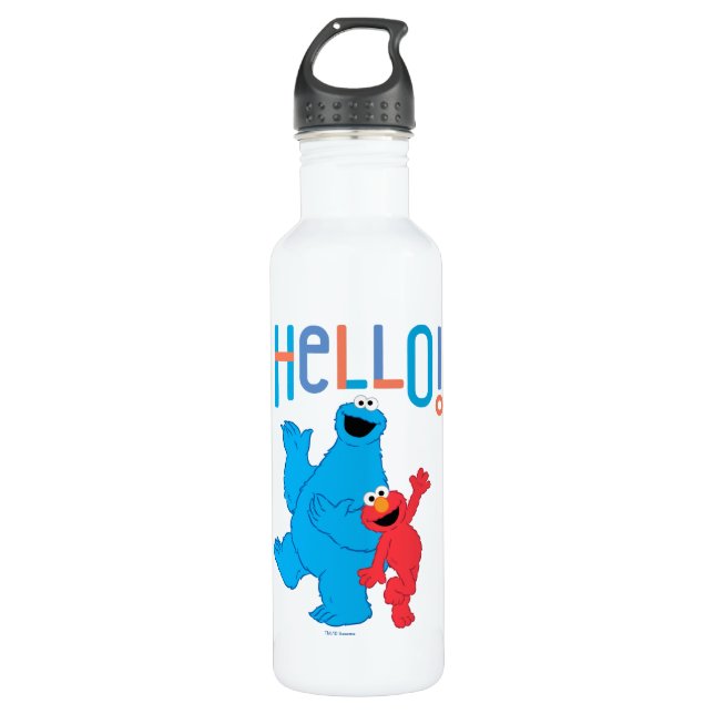 Cookie Monster & Elmo Hello! Stainless Steel Water Bottle (Front)