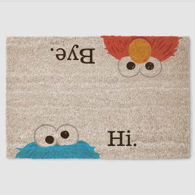 Cookie Monster & Elmo "Hi" "Bye" Welcome Fiber Doormat (Front)