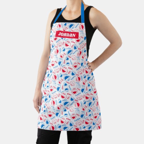 Cookie Monster  Elmo  Red  Blue Pattern Apron